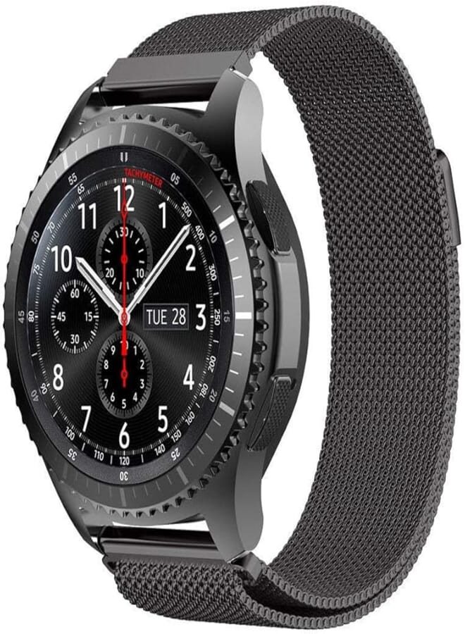 Stainless Steel Loop Strap Wrist Band For Smart Watch Samsung Galaxy Watch 46mm / Huawei GT2 / Gear S3 Frontier and Classic/Honor Magic 2 / Fossil - 22mm - Space Black